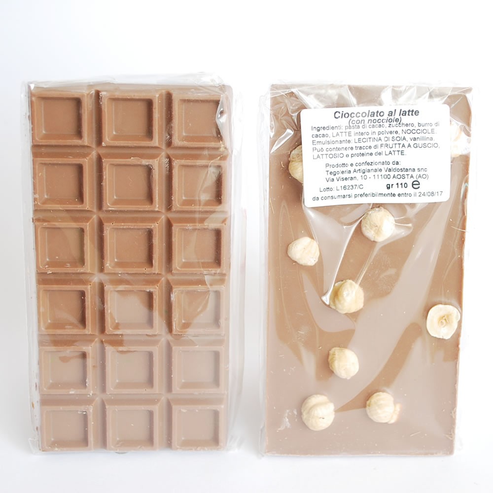 Cioccolato al latte con nocciole 3 pezzi da 100gr