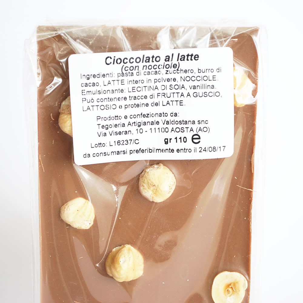 Cioccolato al latte con nocciole 3 pezzi da 100gr