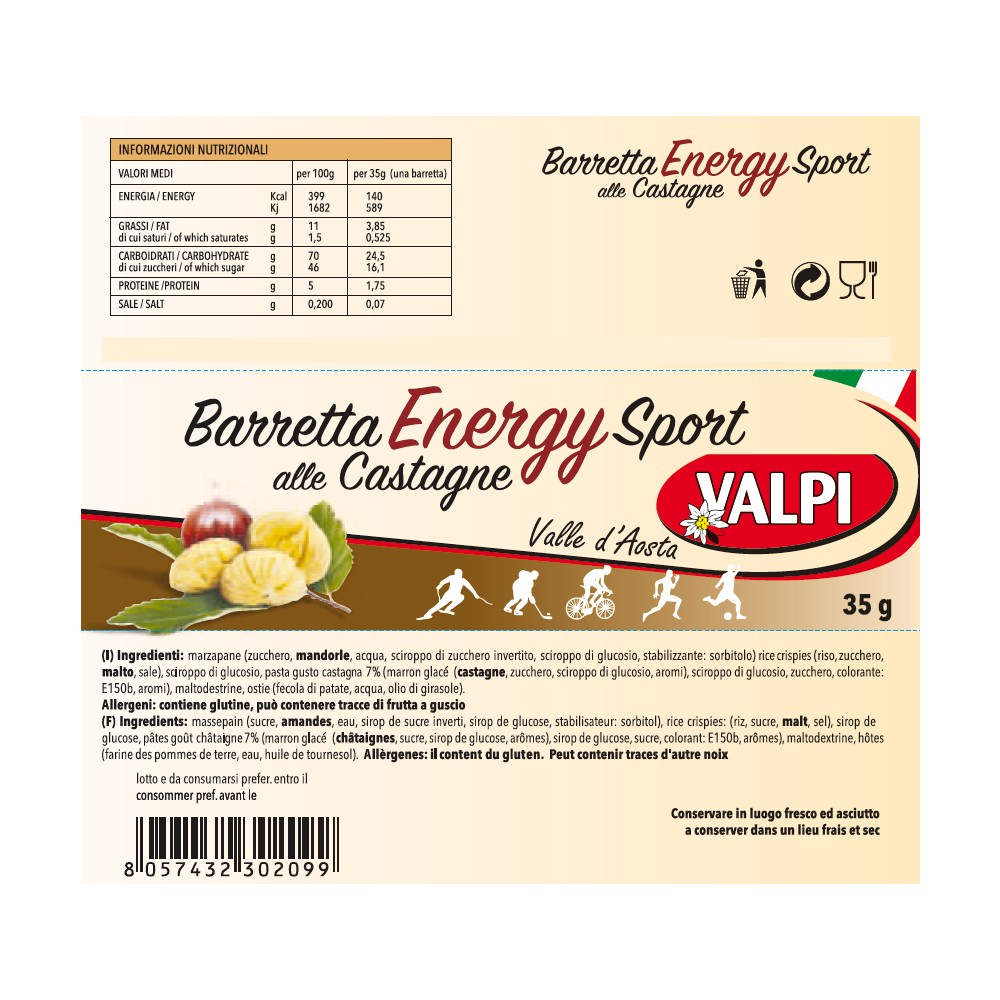 10 Barrette Energy Sport alle castagne 35gr