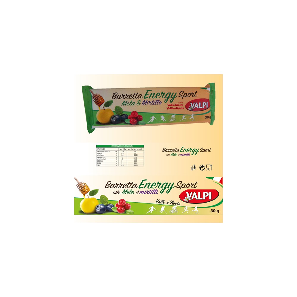 25 Barrette Energy Sport alle Mele e Mirtilli 30 gr
