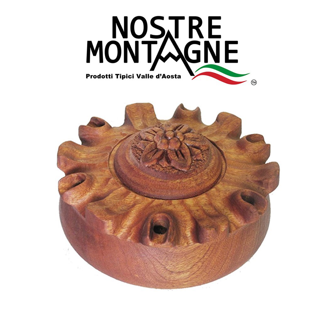 Coppa 6 Becchi liscia diam 20 cm in legno di mogano