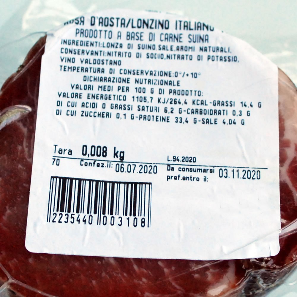 Rosa di Aosta sv. 1.3 kg stagionatura 1 mese