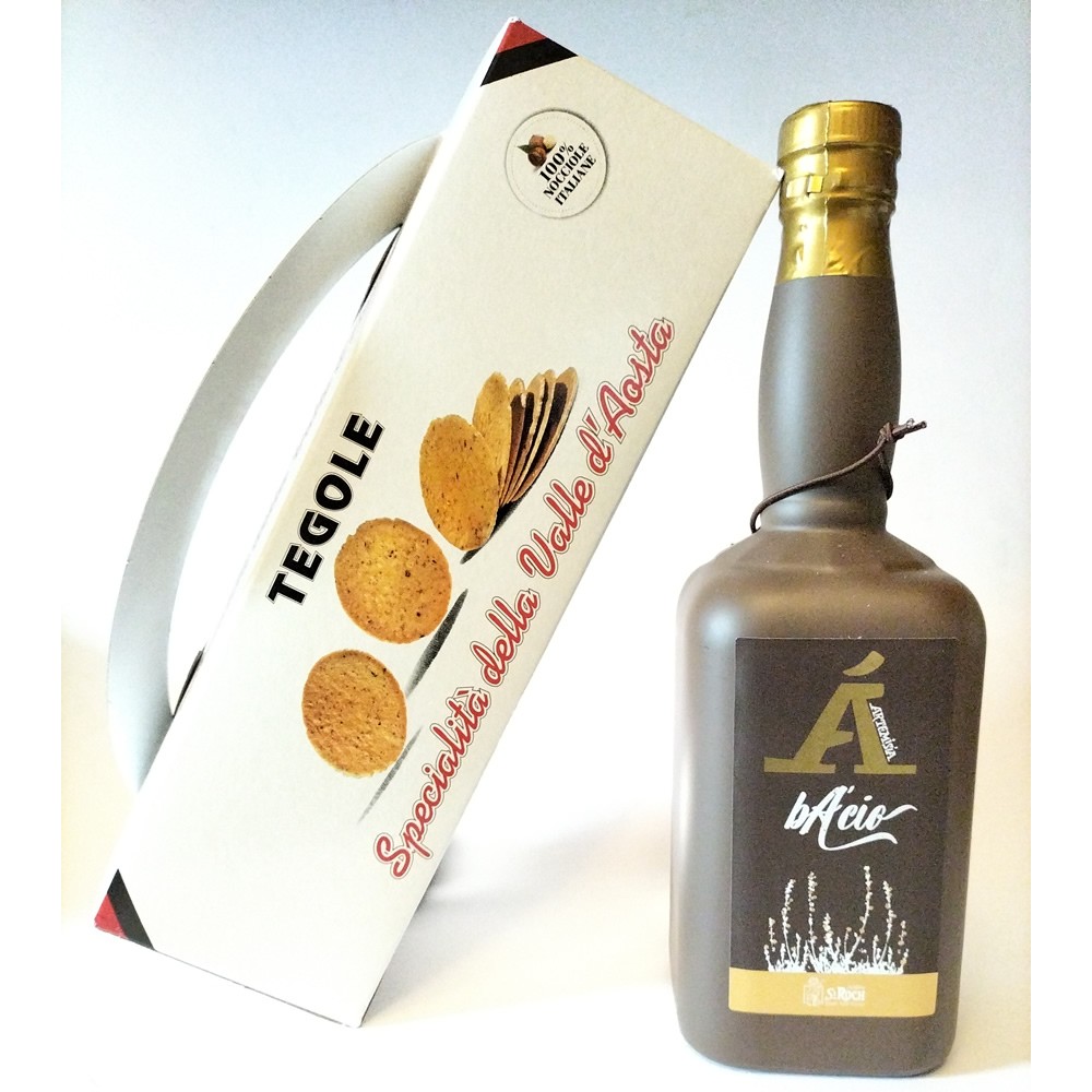 Bàcio Liquore di Génépy e Cioccolato 50 cl con tegole della Valle d'Aosta 300 g