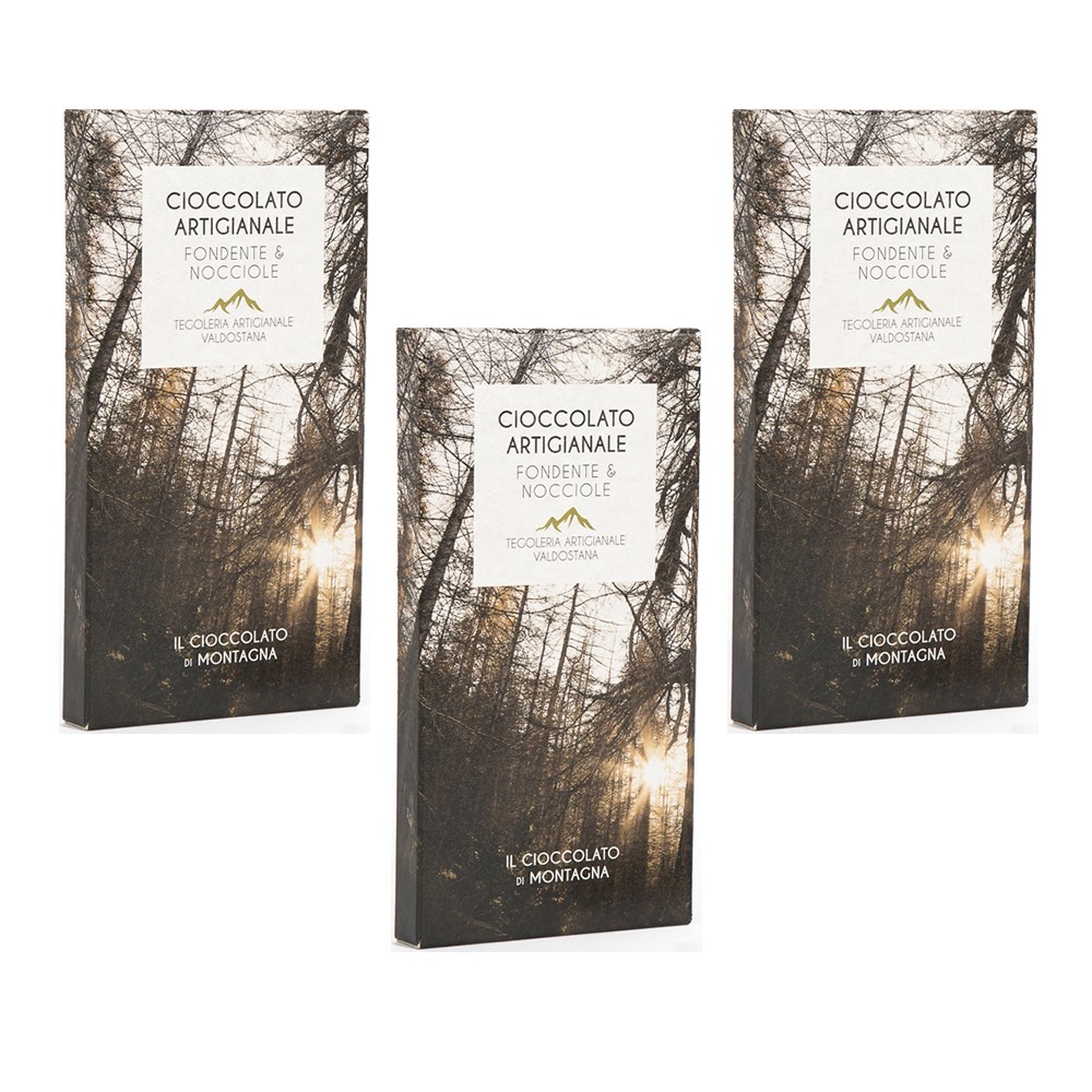 Cioccolato fondente con nocciole 3 pezzi da 100gr