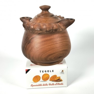 Coppa 2 Becchi mignon in legno di noce con tegole 50gr