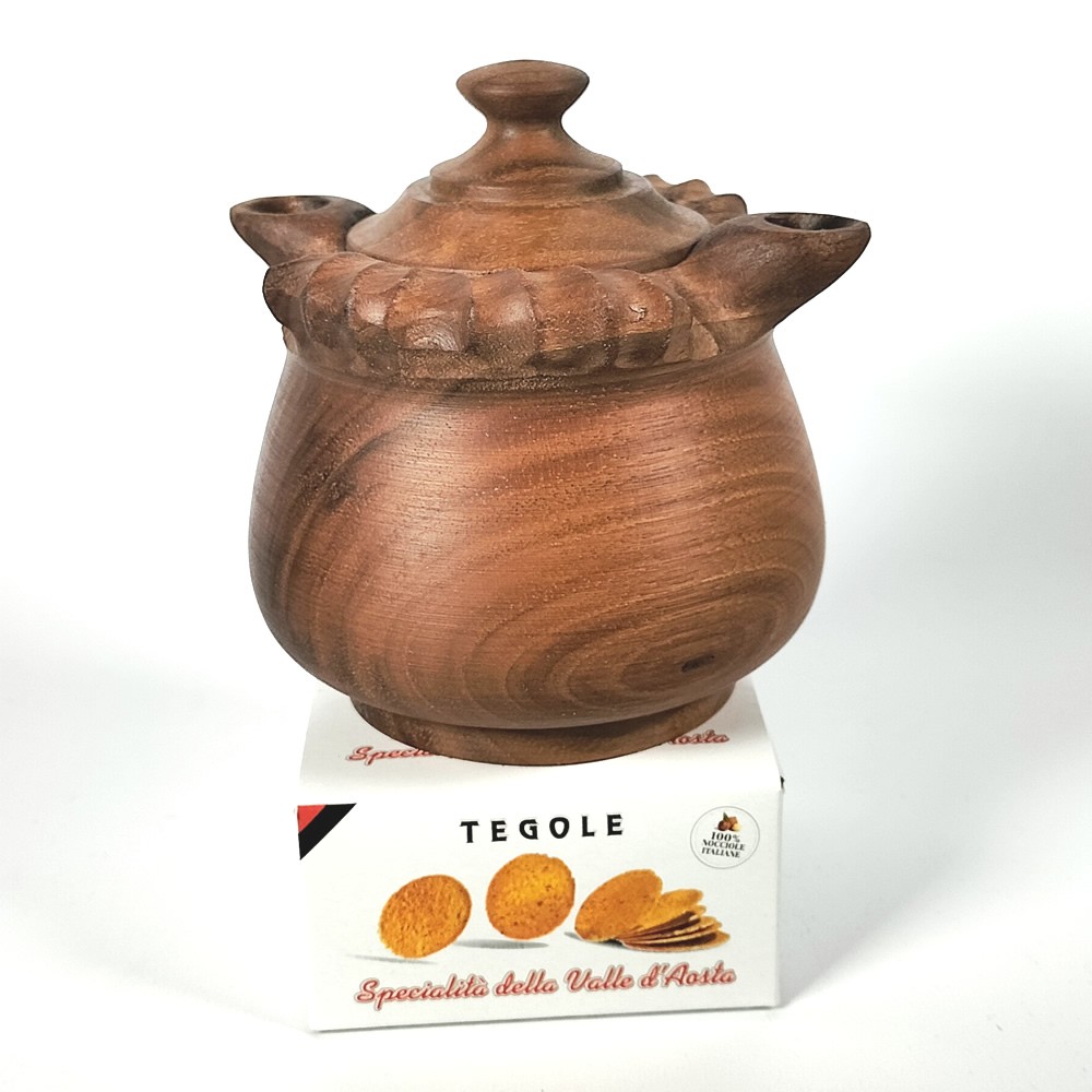 10 Coppe 2 Becchi mignon in legno di noce con tegole 50gr