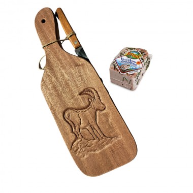 Tagliere con coltello e lardo Arnad DOP 300gr