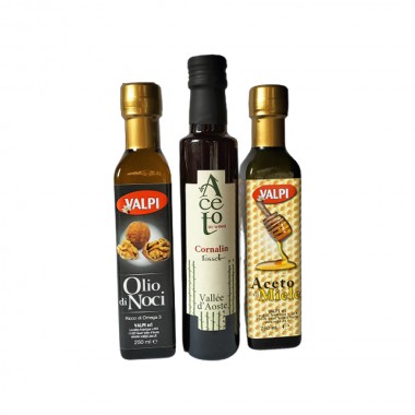Tris aceto di miele + aceto di Cornalin + olio di noci (250 ml)