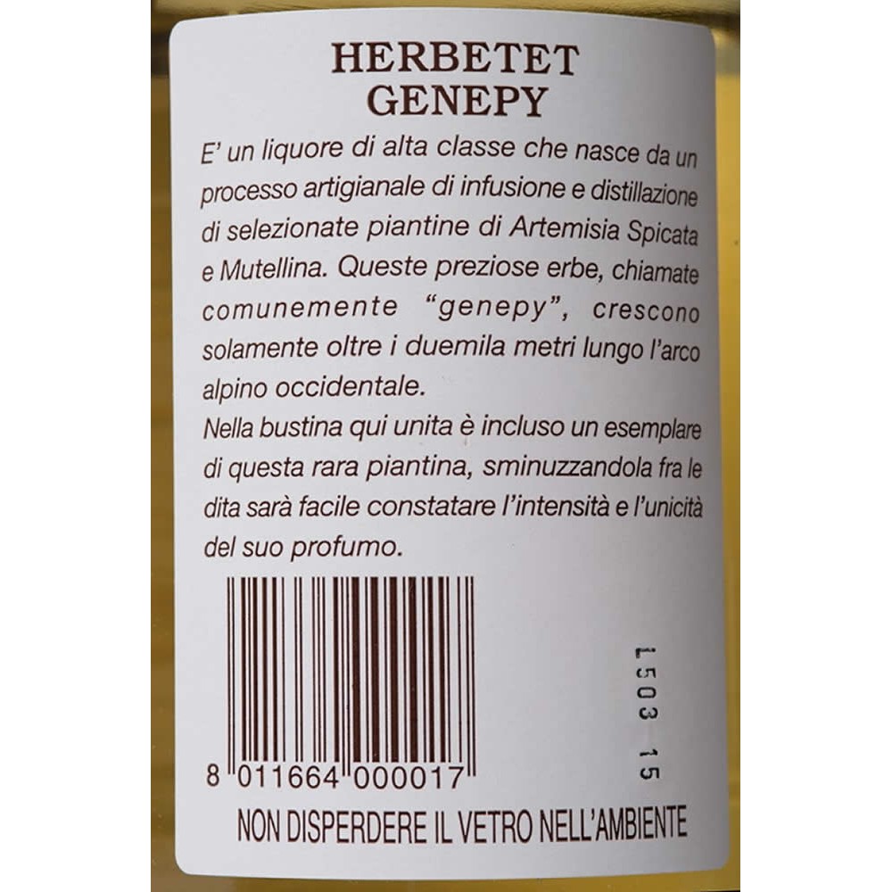 Herbetet Genepy 70cl speciale 6 bottiglie