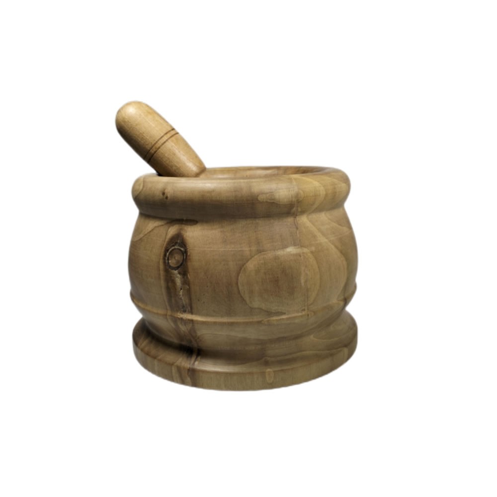 Mortaio e pestello in legno di noce H 14cm - pezzo unico