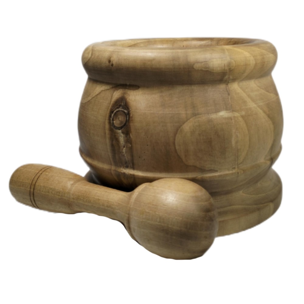 Mortaio e pestello in legno di noce H 14cm - pezzo unico