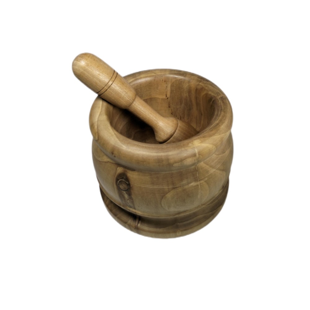 Mortaio e pestello in legno di noce H 14cm - pezzo unico
