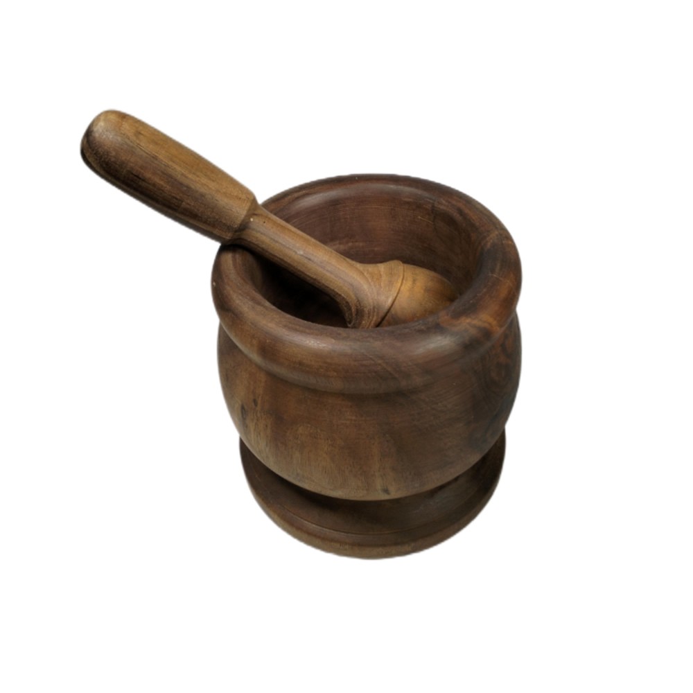 Mortaio e pestello in legno di noce H 15cm - pezzo unico