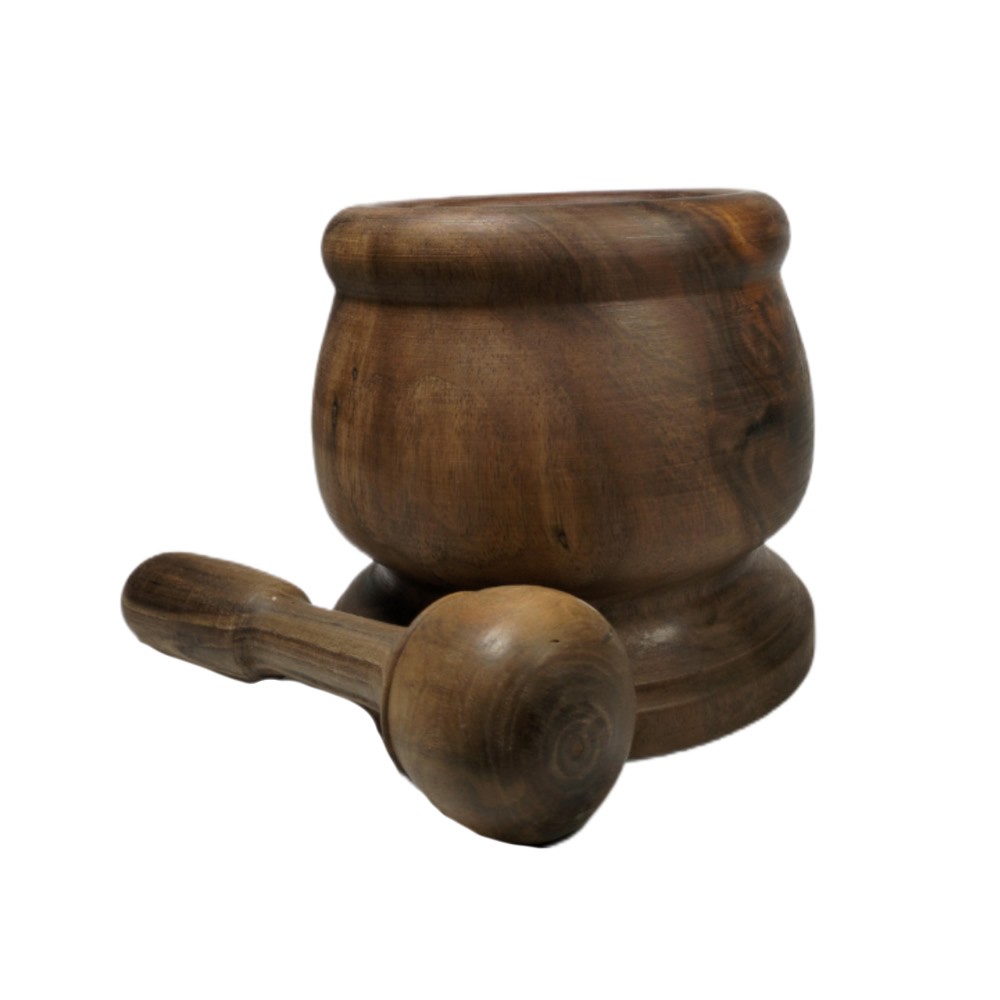 Mortaio e pestello in legno di noce H 15cm - pezzo unico