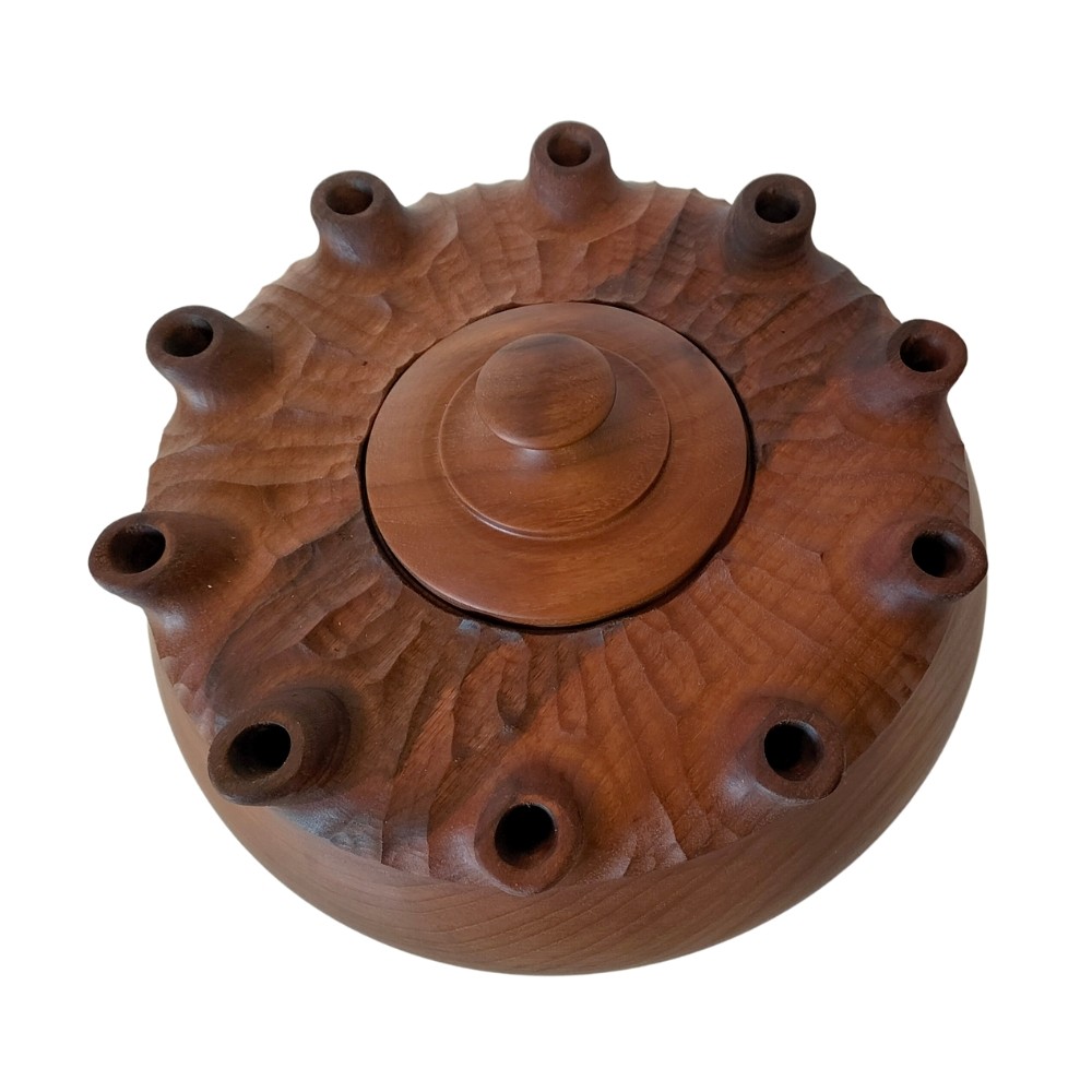 Coppa 10 Becchi in pregiato legno di noce (pezzo unico)