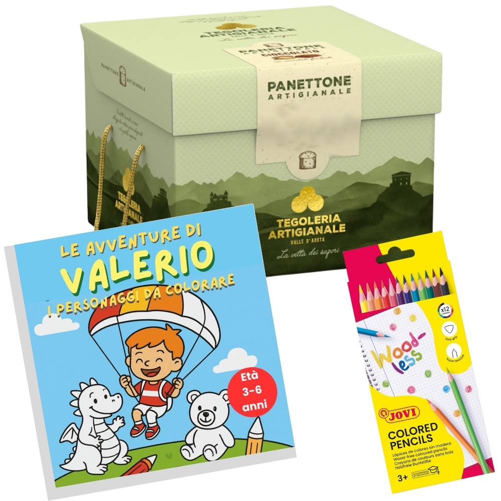 Panettone artigianale al the e limone 750 gr e libro "I personaggi da colorare"