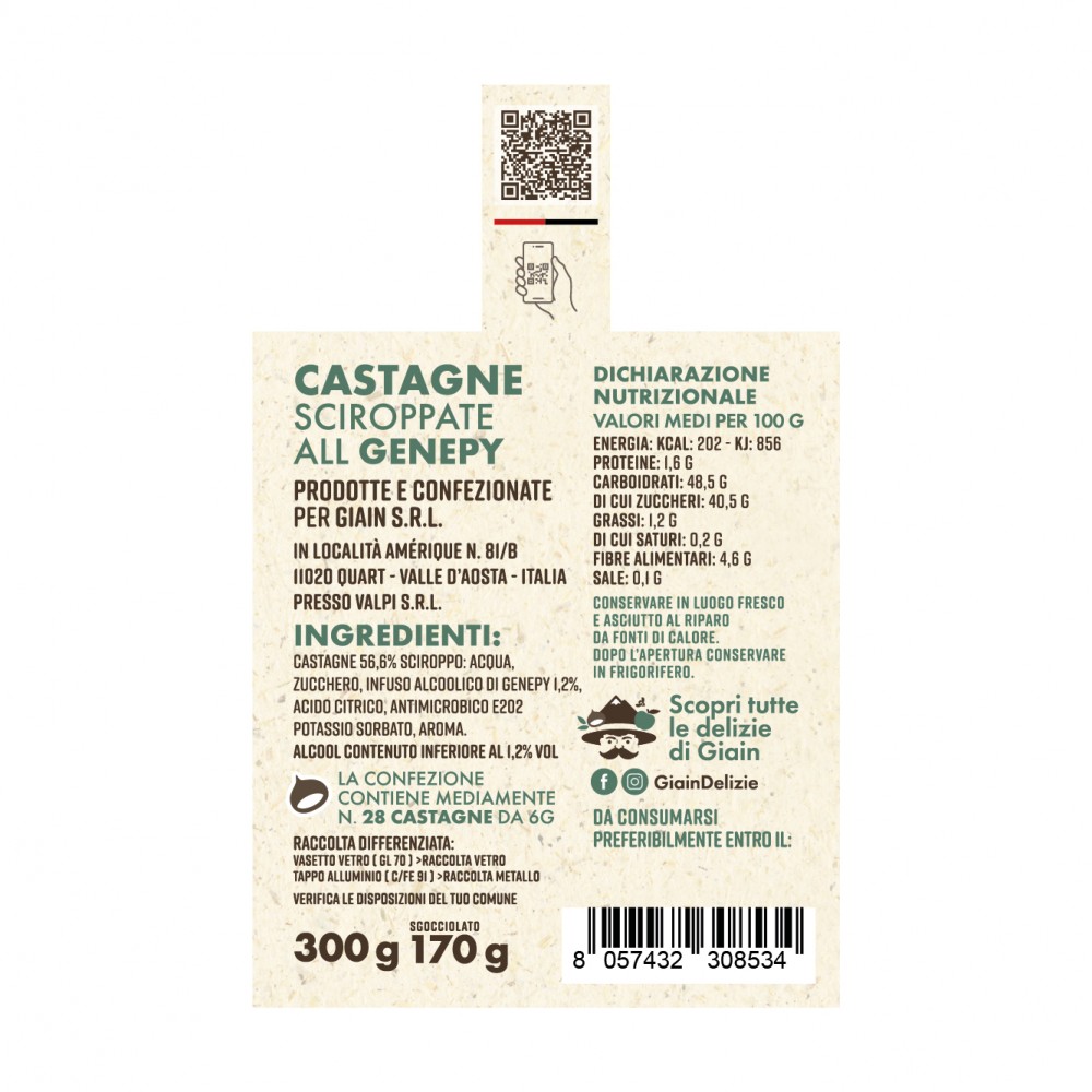 Châtaignes au sirop Genepy 300 g