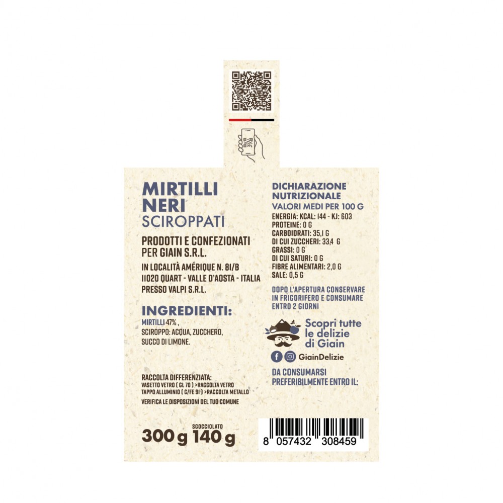 Mirtilli Neri Sciroppati 300 g