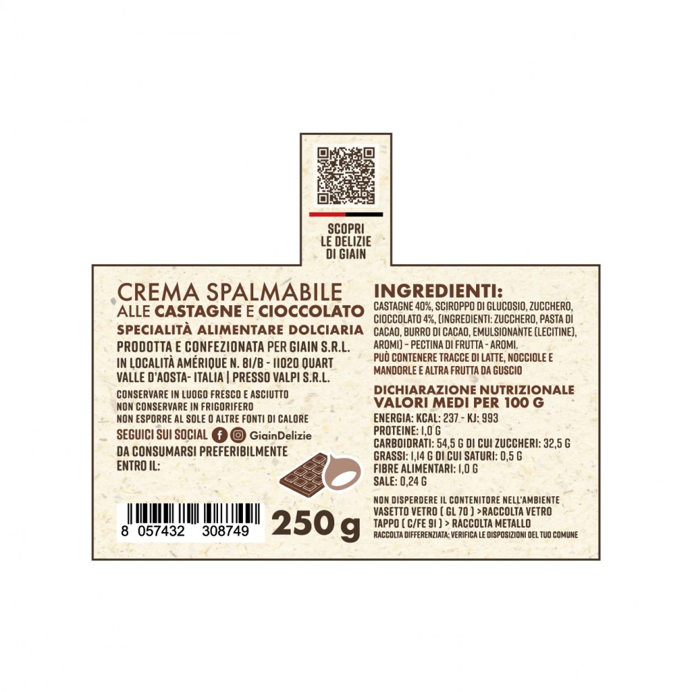 Crema di Castagne al Cioccolato 250 g