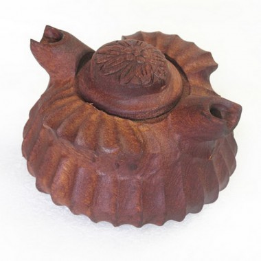 Coppa 2 Becchi rustica piccola in legno di mogano