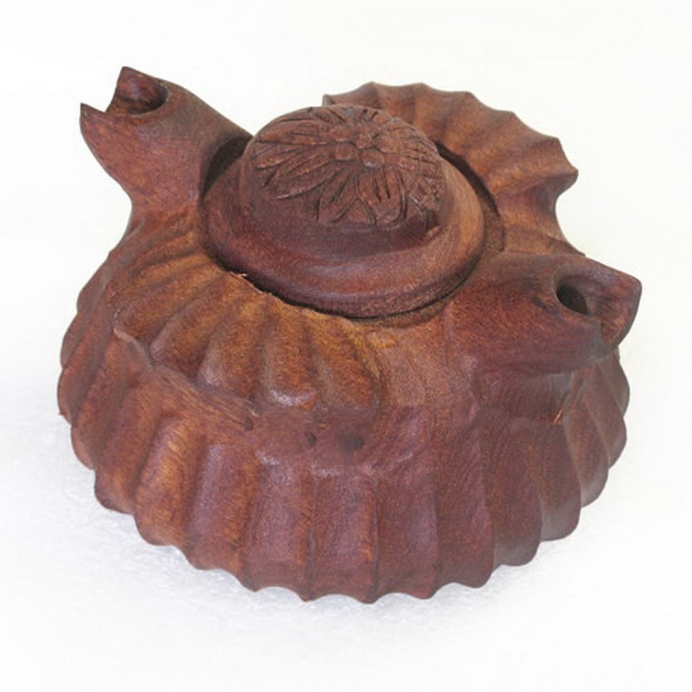 Coppa 2 Becchi rustica piccola in legno di mogano