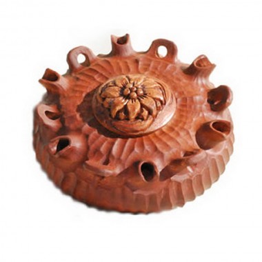 Coppa 6 becchi in legno di mogano con manici