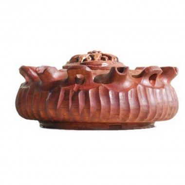 Coppa 6 becchi in legno di mogano con manici