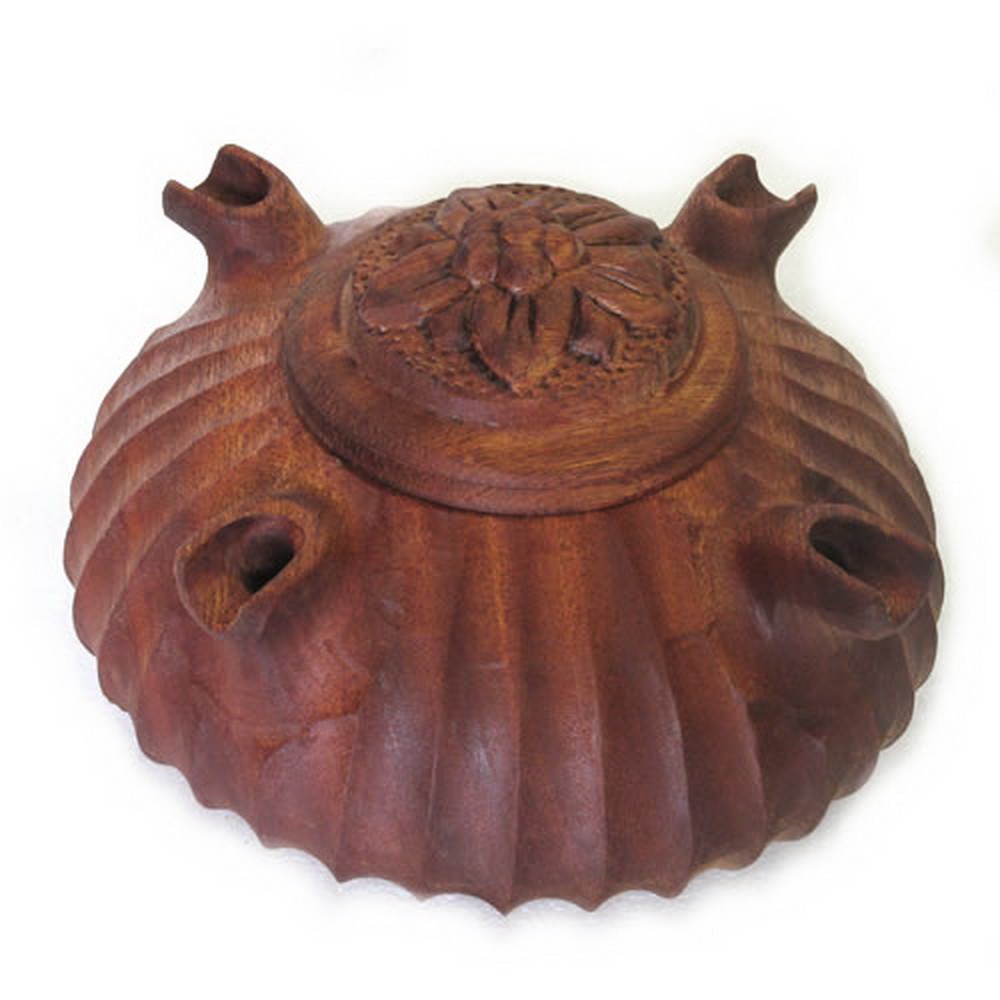 Coppa 4 Becchi rustica in legno di mogano