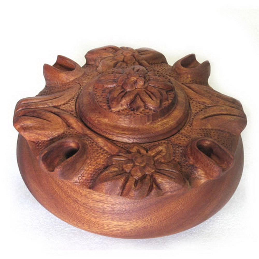 Coppa 4 becchi stella in legno di mogano