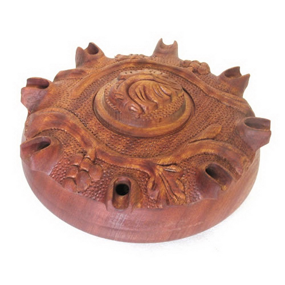 Coppa 8 Becchi in legno di mogano disegno Uva